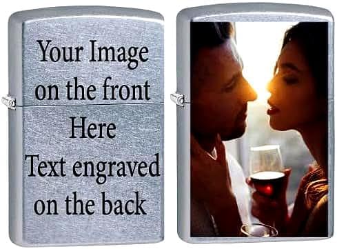 Zippo Personalized Your Image, Photo Or Logo UV Printed Lighter Groomsmen | Engraving on The Back - Ideal gift for birthdays, Father's Day, Christmas