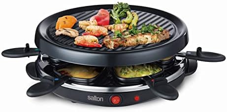 Party Grill & Raclette by Salton | 6-Person Smokeless Indoor Grill | Non-Stick Grill Plate