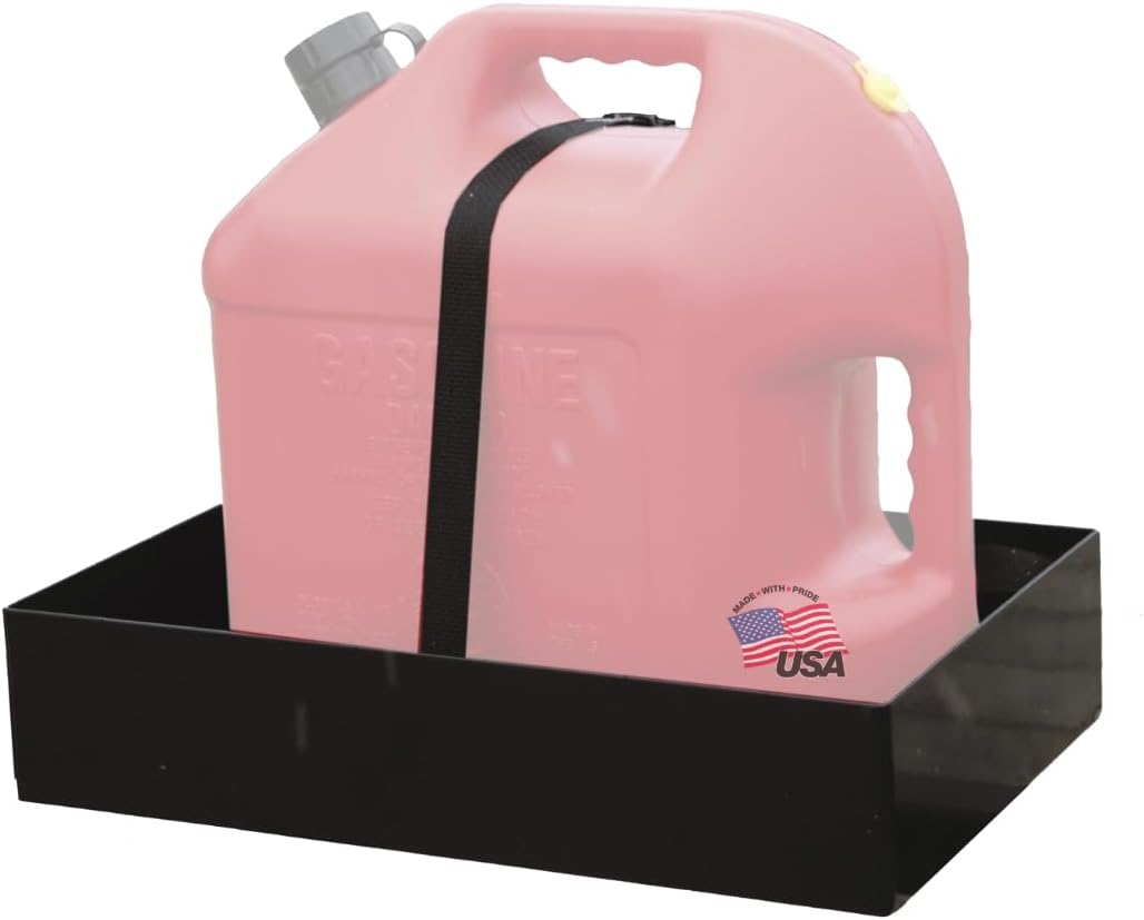 Buyers Products LT30 Gas Container Rack for Open or Enclosed Landscape Trailers, Bolt-On Carbon Steel Fuel Can Holder with Nylon Strap