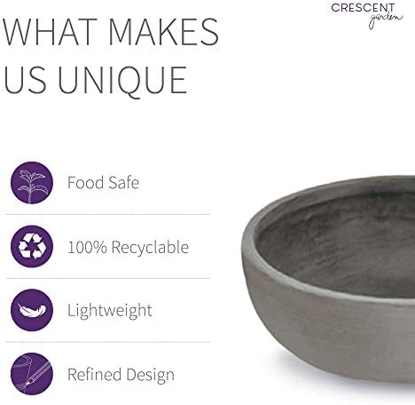 Crescent Garden Orinoco Planter Bowl – Double-Walled Resin Pot for Succulents, Flowers Without Drain Hole - 21" W x 8.25" H (Weathered Concrete)