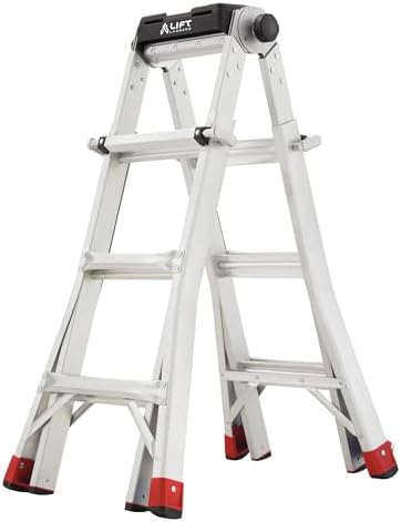 Lift Ladders 18-Ft Multi-Position Aluminum Ladder, 5-in-1, 300 lb. Capacity