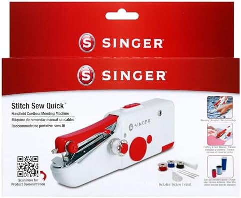 SINGER Stitch Sew Quick™ Portable Handheld Cordless Mending Machine | Cordless handheld mending machine for fast repairs on curtains