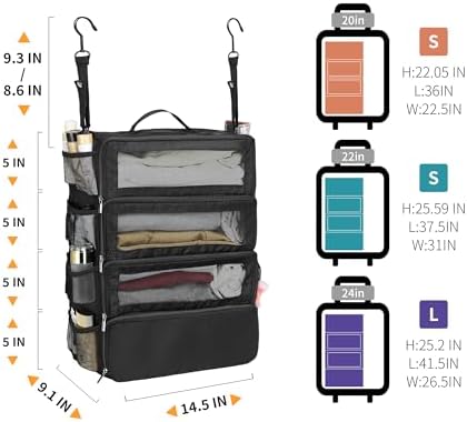 Suitcase Organizer Travel Bags Organizer for Luggage Compression Hanging Packing Cubes for Travel Carry on Closet (Bag Only)