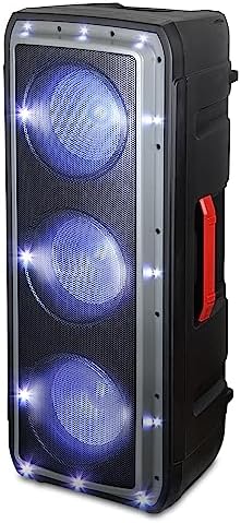 Dolphin Bluetooth Party Speaker with Wireless Mic, Triple 10" Woofers | 120W Output, LED & Strobe Lights, USB/TF/FM/AUX, Guitar & Mic Inputs