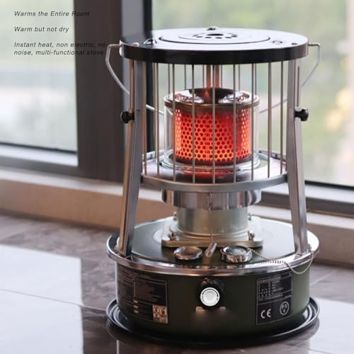 Indoor Kerosene Heater, Portable Kerosene Heater, 5.2L Tank 20-25 Hours Heating with Adjustable Height Safety Net, for Camping Garage Home Emergency Indoor Outdoor Use (Complete accessories)