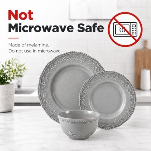 TP 18-Piece Dinnerware Set, Melamine Dishes Set with Bowls and Plates, Service for 6, Non-breakable Lightweight Dining Tableware, Teal