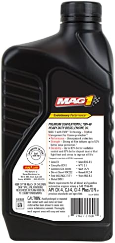 62631 SAE 15W-40 Premium Conventional Heavy Duty Diesel Engine Oil - 1 Gallon