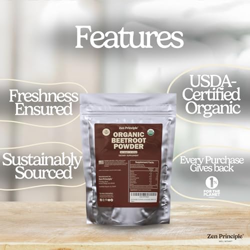 1 lb. Premium Organic Beetroot Powder. 100% USDA Certified. More Fiber and Less Sugar Than Beet Juice. All Natural Energy Boost