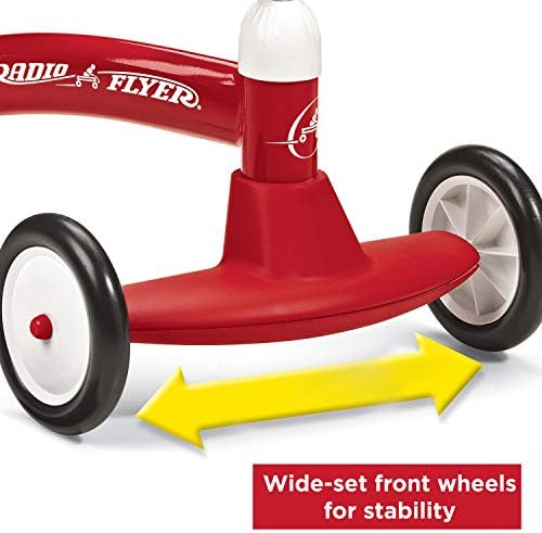 Radio Flyer Scoot About Ride On, Toddler Ride On Toys, for Toddlers 1-3 | Adjustable Seat, Stable Wide-Set Front Wheels, Clear Kick Path