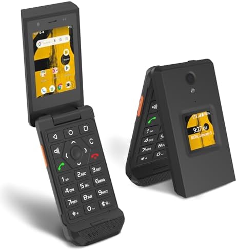 Unifone S22 Rugged Flip Phone Unlocked (16GB) 2.8'' Touchscreen Smart Cell Phone Android 11, IP68 Water Resistant, 4G LTE GSM Single Sim (Black)