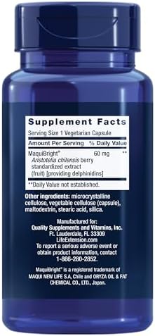 Life Extension Tear Support with MaquiBright®, 60 mg, maqui berry extract for dry eyes, supports eye health, encourages tear production, gluten-free
