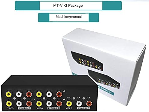 MT-ViKI 4 Way AV RCA Switch, 4 in 1 Out Composite Video L/R Audio Switcher Selector Box for DVD Player, SNES, N64, PS2/3 Game Consoles