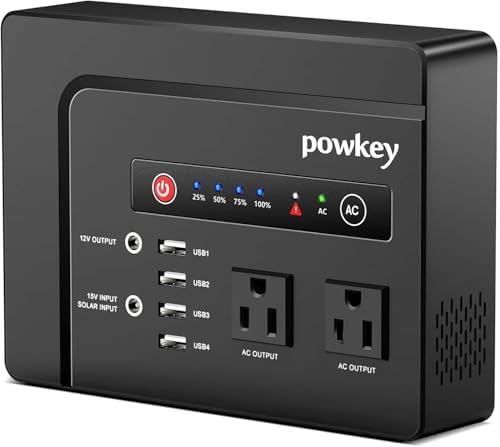 powkey 200W Portable Power Bank with AC Outlet 120V, 146Wh Power Station | Rechargeable Backup Lithium Battery Powered, Pure Sine Wave AC Outlet for Outdoor RV Trip Travel Home Office Emergency
