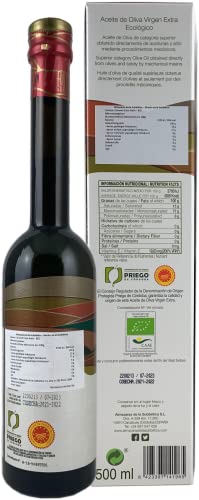 Rincon De La Subbetica- Award Winning, Organic Cold Pressed EVOO Extra Virgin Olive Oil, 16.9-Ounce Glass Bottle