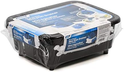 Camco RV Mini Dish Drainer & Tray - Features a Sloped Drain Tray Design, Heavy-Duty Construction - Ideal for Small Spaces, Apartments, Boats, and More -9.5"L x 11.7"W x 4.75"H - Black (43512)