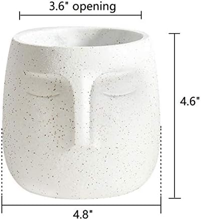 GeLive Head Plant Pot Succulent Planter with Drainage Hole Modern Statue Flower Pot Face Plant Vase Windowsill Box Art Home Decoration Indoor