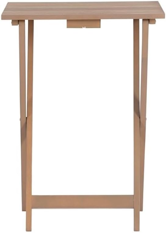 Riverbay Furniture 5 Piece TV Tray Table Set, Faux Marble Tops, Rubberwood and MDF, Brown Finish, Includes 4 Folding Tray Tables and 1 Storage Stand, Compact Design for Living Room or Home Use
