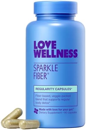 Love Wellness Sparkle Fiber| Fiber Supplement with Digestive Enzymes| 90 Ct