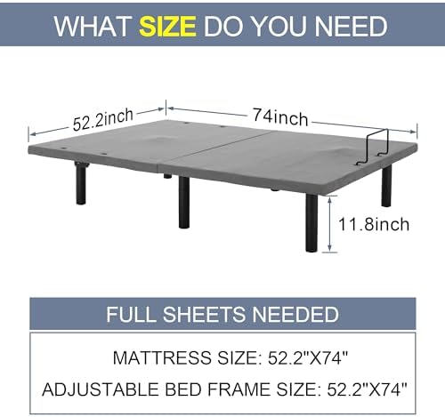 Fromann Adjustable Electric Twin XL Bed Base Frame with Massage, USB Type-C Ports, Zero Gravity, Under Bed Led Lighting and Three Leg Height (Black)