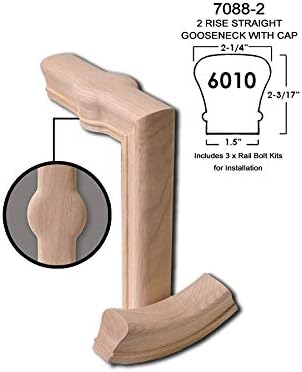 Red Oak 6010-8E 2-1/4 inch Width x 2-3/8 inch Tall Traditional Style Straight Wood Handrail for Stair Remodeling 8 feet Long