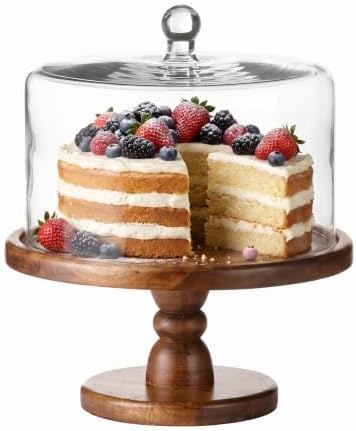 American Atelier Madera Pedestal Plate with Dome, Brown, 11.8x12.2in