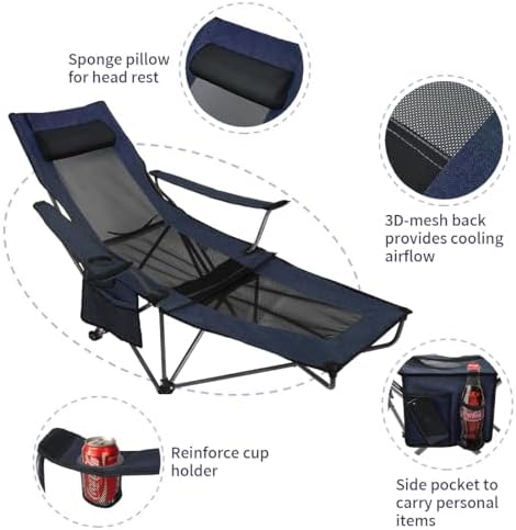 OUTDOOR LIVING SUNTIME Camping Folding Portable Mesh Chair with Removabel Footrest…