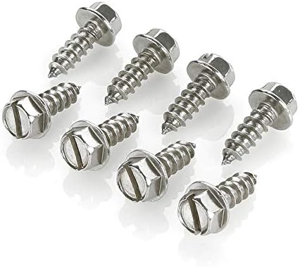 USA Fastener Stainless Steel Screws | Rust Proof, Chrome Locking Screws Set of 4 for License Plate Security to Secure Frames and Covers