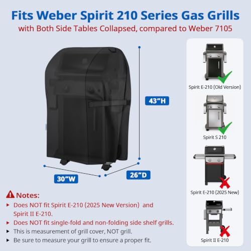 2 Burner Gas Grill Cover 32 inch, Heavy Duty Waterproof Small BBQ Grilling Cover, Compatible for Weber Char-Broil Nexgrill and More Grills with Collapsed Side Tables, All Weather Protection