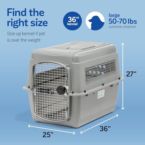 Petmate Sky Kennel - For Air and Travel, Airline Compliant Dog Crate for Pets 50-70 lbs, Heavy Duty Dog Kennel, Made in the USA- 36 Inches