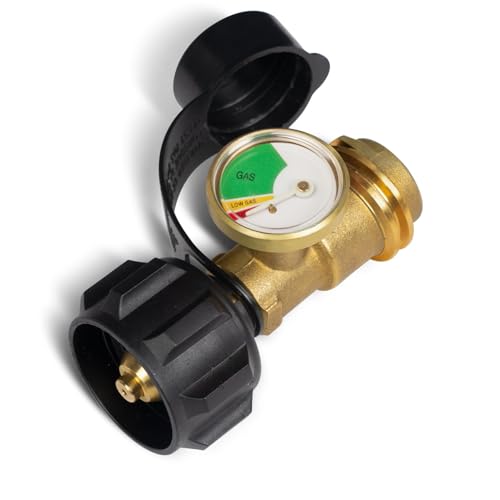 GASPRO Universal Propane Tank Gauge, Fits for 5-100lb Propane Tank Cylinder, Propane Adapter with POL Connection for RV, Camper, Gas Grill, Fire Pit