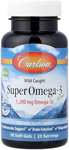 Carlson Super Omega-3 Gems, 1200 mg, Omega-3s, 50 Softgels | with EPA and DHA; Wild Caught Norwegian Fish Oil Supplement; Sustainably Sourced Fish Oil Capsules; Omega 3 Supplements