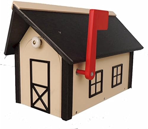 All-Poly Mailbox Ivory w/Black Trim and Black Roof Amish Made in USA