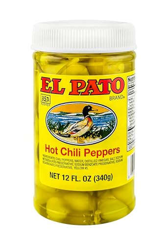 El Pato Hot Chili Peppers 12oz Pickled Yellow Chili Peppers 340g Kosher