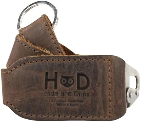 Hide & Drink, Keychain Lanyard, Badge Holder, Clip to Attach to House, Car, and Apartment Keys, Full Grain Leather, Handmade
