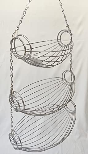 3 Tier Fruit Bowl Fruit Basket for Kitchen, Hanging Kitchen Storage Organizer