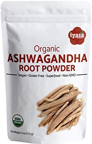 Iyasa Holistics Organic and Gluten Free Ashwagandha Powder, Resealable Pouch of 4 oz/ 113 g