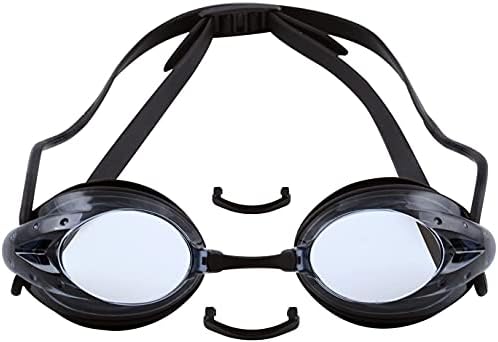 The Friendly Swede Goggles for Women & Men, 3 Nose Pieces & Case | 2 Pack, Wide Angle Lens, Anti Fog Swimming Goggles, 3 sizes of Interchangeable nose bridge (S, M, L), White/Black