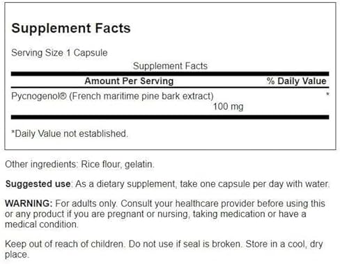 Swanson Pycnogenol Antioxidant 100 Milligrams, 30 Capsules | Provides Antioxidant Support, Supports Healthy Body Function and Promotes Overall Everyday Wellness Naturally