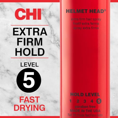 CHI Helmet Head Extra Firm Hairspray, Protects Against Humidity & Creates Voluminous Hairstyles, Sulfate & Paraben-Free, 2.6 Oz