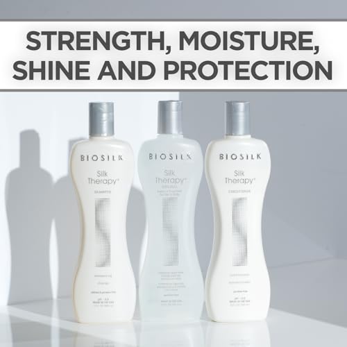 BioSilk 3-Piece Silk Therapy Kit, Shampoo, Conditioner & Serum for Healthy, Shiny, Manageable Hair, Sulfate-Free, Paraben-Free, Cruelty-Free