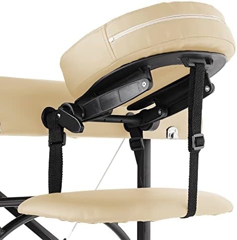 Saloniture Professional Portable Lightweight Bi-Fold Massage Table with Aluminum Legs - Includes Headrest, Face Cradle