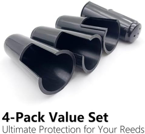 4-Pack Alto Saxophone Clarinet Mouthpiece Cap – Plastic Protective Cover with Ligature Attachment for Reed and Mouthpiece Protection