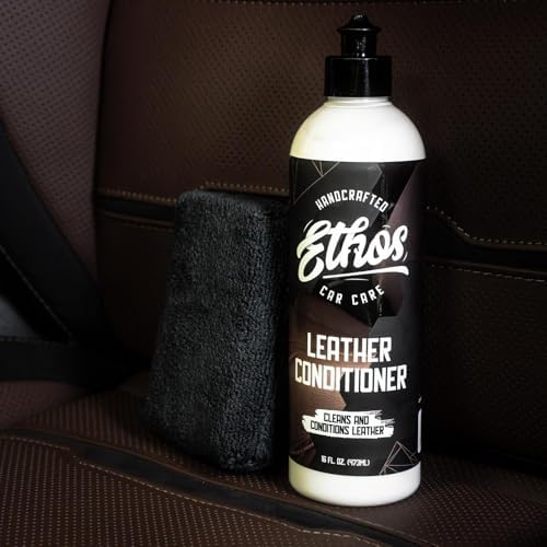 Ethos Car Leather Cleaner and Conditioner 16oz – Leather Seat Cleaner & Conditioner with UV Protection for Car Interior, Couch, Jacket