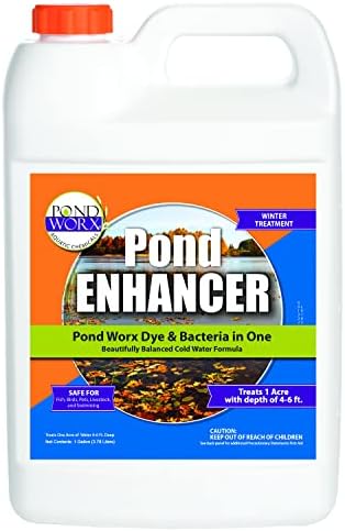 Pond Enhancer Gallon - Pondworx Concentrated Blue Dye with Pondworx Bacteria, 2 in 1 Formulation - Treats 1 Acre - Safe for Fish, Wildlife