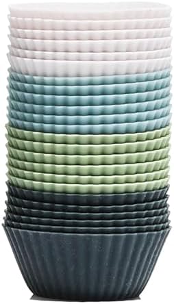 The Silicone Kitchen Reusable JUMBO Silicone Baking Cup, Non-Toxic, BPA Free, Dishwasher Safe, Jumbo, 12 Pack, White Blue Green