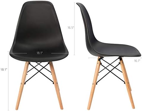 Furmax Modern Style Dining Chair Mid Century Modern DSW Chair, Shell Lounge Plastic Chair for Kitchen, Dining, Bedroom, Living Room Side Chairs Set of 4(White)