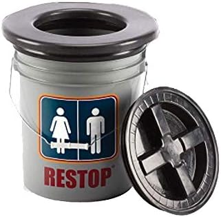 Portable Toilet Commode with Flexible Foam Toilet Seat and Tight Seal Screw-on Gamma Lid (Holds 5 Gallons of Liquid or Solid Waste)