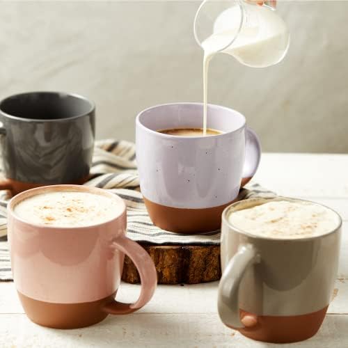 Morandi Color Ceramic Coffee Mugs Set of 6 (Large), 18 oz Coffee Cups with Handle, Latte Mug, Big Mug for Women, Men, Great for Tea Hot Chocolate