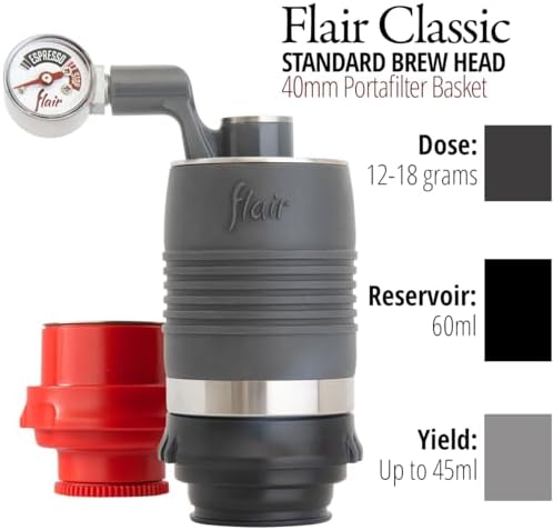Flair UPDATED Espresso Maker - Classic: All manual lever espresso maker for the home - Pressure gauge and two portafilters included