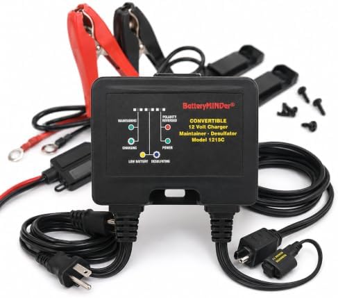 1215C 12V 1.5A Smart Trickle Charger and Maintainer | Convertible On-Board & Benchtop Battery Charger with Desulfator for Car, Motorcycle, Marine